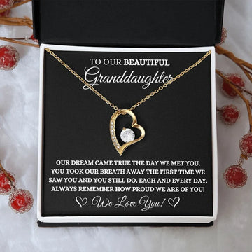 litzzy To My Granddaughter - Our Beautiful Granddaughter - Litzzy Forever Love Necklace - Necklace for Granddaughter from Grandparents Jewelry 18K Yellow Gold Finish Standard Box 