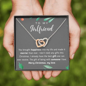 litzzy To My Girlfriend - Litzzy Interlocking Hearts - Necklace For Valentines Day, Birth Day, Anniversary - Girlfriend Jewelry, Necklace Gift For Girlfriend Jewelry Polished Stainless Steel & Rose Gold Finish Standard Box 