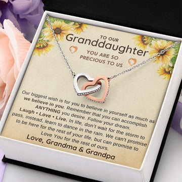 litzzy To My Granddaughter - You Are So Precious To Us - Litzzy Interlocking Hearts Necklace - Necklace for Granddaughter from Grandparents Jewelry   