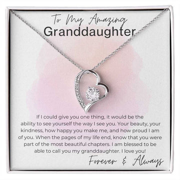 litzzy To My Granddaughter - You are Beautiful and Kind - Litzzy Forever Love Necklace - Necklace for Granddaughter from Grandparents Jewelry 14K White Gold Finish Standard Box 