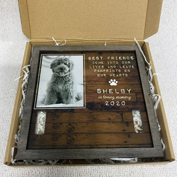 litzzy Dog Memorial Wood Frame With Collar Display, Dog Bereavement Gift, Dog Memorial Gifts, Pet Loss Gifts, Pet Sympathy Gift Pet Picture Frame   