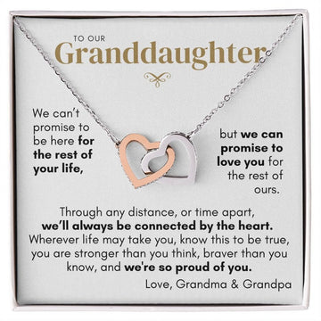 litzzy To My Granddaughter - Litzzy Interlocking Hearts Necklace - Necklace for Granddaughter from Grandparents Jewelry Polished Stainless Steel & Rose Gold Finish Standard Box 