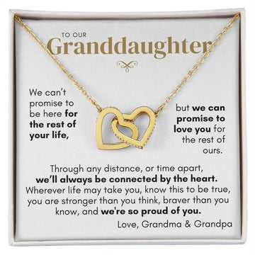 litzzy To My Granddaughter - Litzzy Interlocking Hearts Necklace - Necklace for Granddaughter from Grandparents Jewelry 18K Yellow Gold Finish Standard Box 