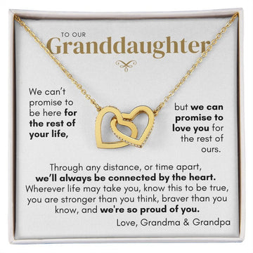 litzzy To My Granddaughter - Litzzy Interlocking Hearts Necklace - Necklace for Granddaughter from Grandparents Jewelry 18K Yellow Gold Finish Standard Box 