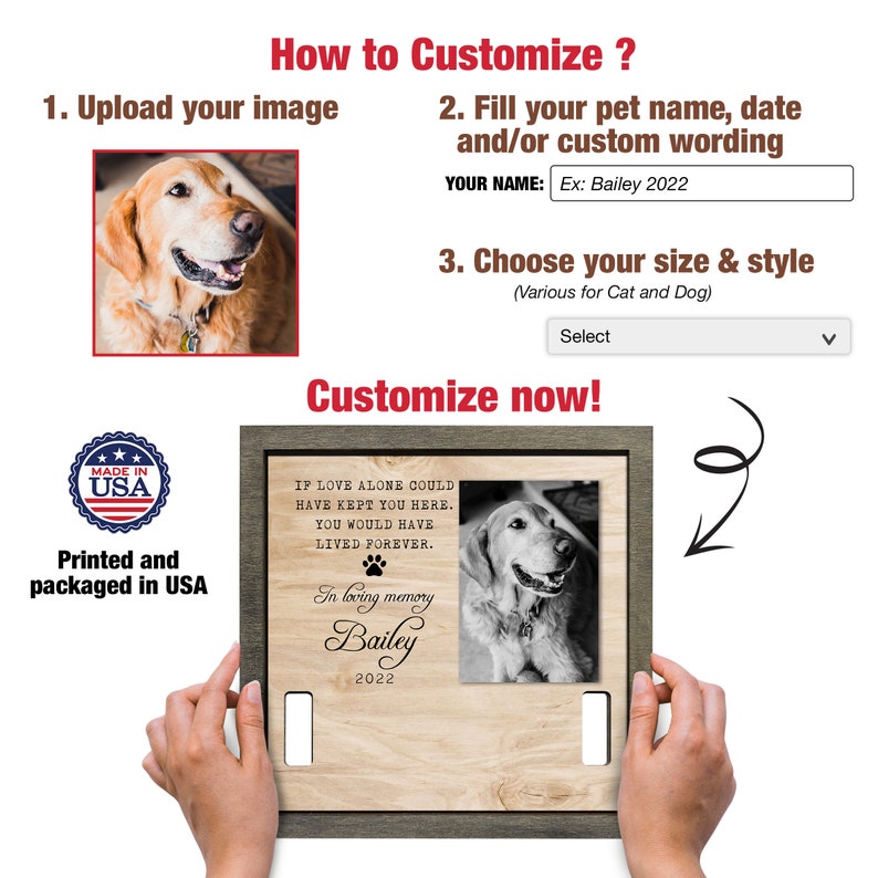 litzzy Memorial Pet Collar Frame, Black & White Photo, Loss of Dog, Cat Loss Gifts, Pet Collar Holder, Memorial Standing Frame, Bereavement Gifts Pet Picture Frame   