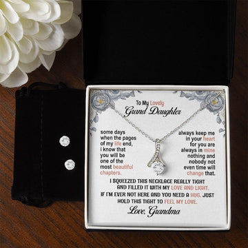 litzzy To My Granddaughter  - Litzzy Alluring Beauty Necklace Set - Necklace for Granddaughter from Grandma Jewelry Two-Toned Box  