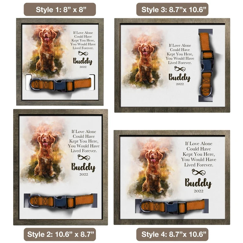 litzzy Memorial Pet Collar Sign, Watercolor Portrait , Loss of Dog, Cat Loss Gifts, Pet Collar Holder, Memorial Standing Frame, Bereavement Gifts Pet Picture Frame   