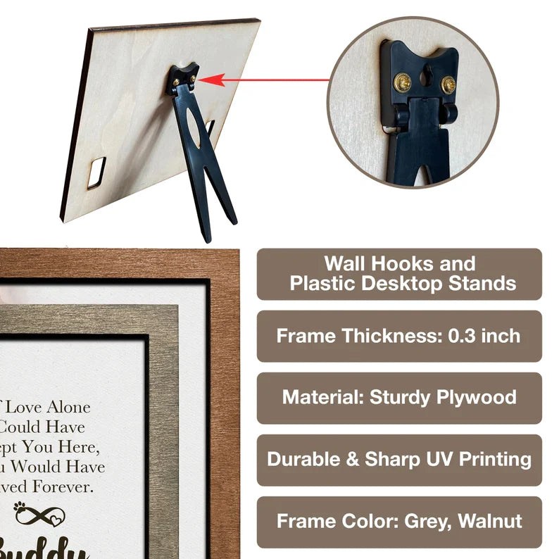 litzzy Memorial Pet Collar Frame, Black & White Photo, Loss of Dog, Cat Loss Gifts, Pet Collar Holder, Memorial Standing Frame, Bereavement Gifts Pet Picture Frame   