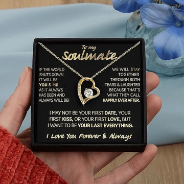 litzzy To My Soulmate - Litzzy Gold Forever Love Necklace - Gift For Wife, Girlfriend, Anniversary Necklace, Soulmate Gift, Soulmate Necklace Jewelry   