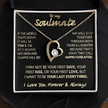 litzzy To My Soulmate - Litzzy Gold Forever Love Necklace - Gift For Wife, Girlfriend, Anniversary Necklace, Soulmate Gift, Soulmate Necklace Jewelry 18k Yellow Gold Finish Standard Box 
