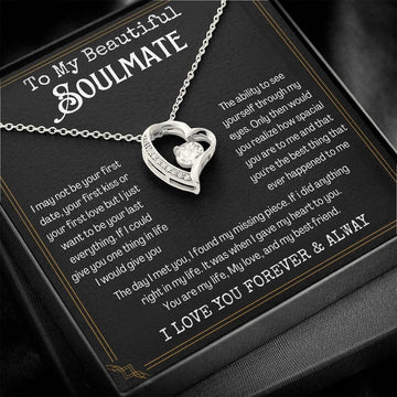 litzzy To My Beautiful Soulmate - Forever Love To My Soulmate Necklace - Gift For Girlfriend, Anniversary Jewelry, Valentine Gift - Litzzy Forever Love Necklace Jewelry   