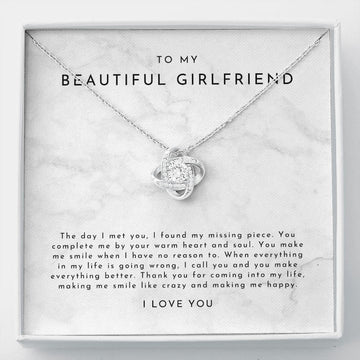 litzzy To My Beautiful Girlfriend - Anniversary, Valentines Day, Birthday Gift For Girlfriend - Necklace Gift For Girlfriend From Boyfriend - Litzzy Love Knot Necklace Jewelry   