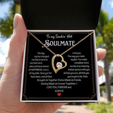 litzzy To My Smokin Hot Soulmate - The Day My Life Changed - Gift For Soulmate, For Wife, For Girlfriend - Litzzy Forever Love Necklace Jewelry 18k Yellow Gold Finish Standard Box 