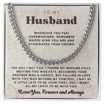 litzzy To My Husband - King Poem Quote, Romantic Anniversary Gift, Husband Birthday Gift, Valentine - Litzzy  Cuban Link Chain - Gift For Husband From Wife Jewelry Stainless Standard Box 