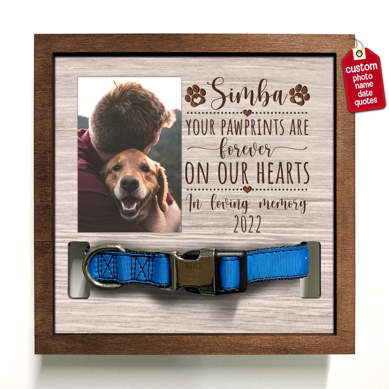 litzzy Dog Collar Memorial, Memorial Pet Collar Sign, Dog Loss Gift, Pet Collar Holder, Memorial Standing Frame, Sympathy, Bereavement Gifts Pet Picture Frame 8.7'' x 10.6''  