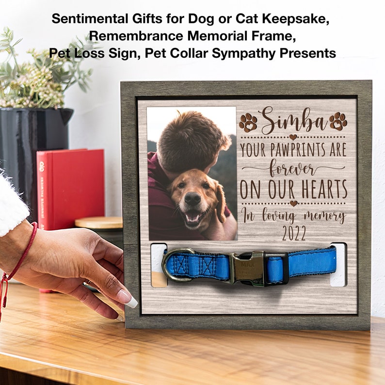 litzzy Dog Collar Memorial, Memorial Pet Collar Sign, Dog Loss Gift, Pet Collar Holder, Memorial Standing Frame, Sympathy, Bereavement Gifts Pet Picture Frame   