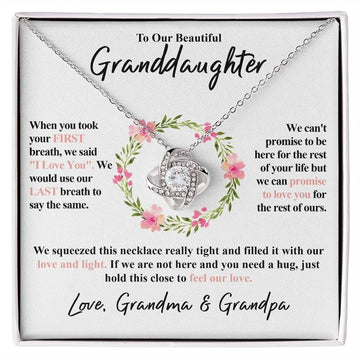 litzzy To My Granddaughter - Litzzy Love Knot Necklace - Necklace for Granddaughter from Grandparents Jewelry Two Tone Box  