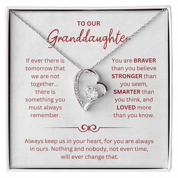 litzzy To My Granddaughter - Litzzy Forever Love Necklace - Necklace for Granddaughter from Grandparents Jewelry 14K White Gold Finish Standard Box 