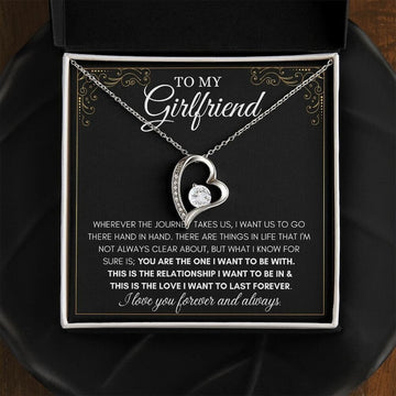 litzzy To My Girlfriend Necklace Gift - Girlfriend Birthday Gift, Girlfriend Anniversary, Valentines Day Gift For Her - Promise Necklace For Girlfriend - Litzzy Forever Love Necklace Jewelry 14k White Gold Finish Two Tone Box 