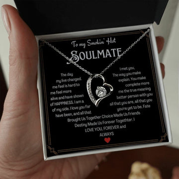 litzzy To My Smokin Hot Soulmate - The Day My Life Changed - Gift For Soulmate, For Wife, For Girlfriend - Litzzy Forever Love Necklace Jewelry 14k White Gold Finish Standard Box 