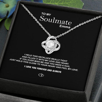 litzzy Litzzy Silver Love Knot Necklace To my soulmate, I Love You Forever and Always Girlfriend Anniversary Gift Jewelry 14K White Gold Finish Standard Box 
