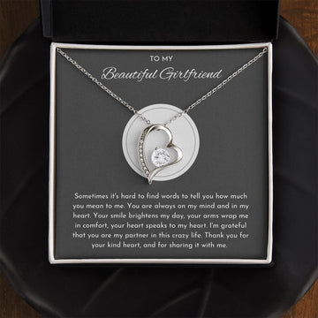 litzzy To My Girlfriend - Valentines Day, Anniversary, Birthday Gift - Jewelry Gift For Girlfriend From Boyfriend - Litzzy Forever Love Necklace Jewelry 14k White Gold Finish Two Tone Box 