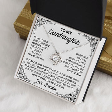 litzzy To My Granddaughter - Litzzy Love Knot Necklace - Necklace for Granddaughter from Grandpa - Gift From Grandpa Jewelry Two Tone Box  