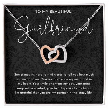 litzzy To My Girlfriend - You're Always On My Mind And In My Heart - Girlfriend Jewelry, Girlfriend Necklace, Unique Gift For Girlfriend, Girlfriend Gifts From Boyfriend - Litzzy Interlocking Hearts Necklace Jewelry   