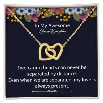 litzzy To My Granddaughter - Litzzy Interlocking Hearts Necklace - Necklace for Granddaughter from Grandparents Jewelry 18K Yellow Gold Finish Standard Box 