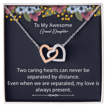 litzzy To My Granddaughter - Litzzy Interlocking Hearts Necklace - Necklace for Granddaughter from Grandparents Jewelry Polished Stainless Steel & Rose Gold Finish Standard Box 
