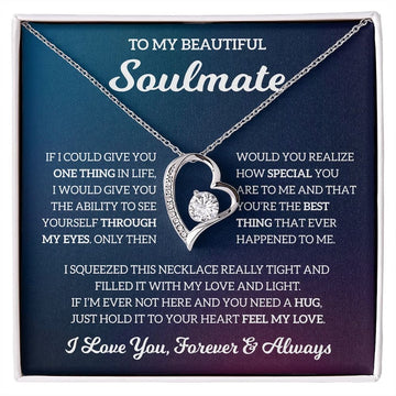 litzzy To My Beautiful Soulmate - You're The Best Thing That Ever Happened To Me - Gift For Wife, Girlfriend, Anniversary Gift, Valentine Gift - Litzzy Forever Love Necklace Jewelry   