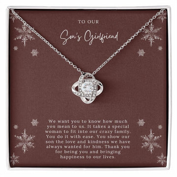 litzzy To My Son's Girlfriend Necklace - Thanks You For Being You And Bringing Happened To Our Lives - Gift for Sons Girlfriend, Anniversary Gift To Son's Girlfriend , Birthday Gift For Son's Girlfriend - Litzzy Love Knot Necklace Jewelry   