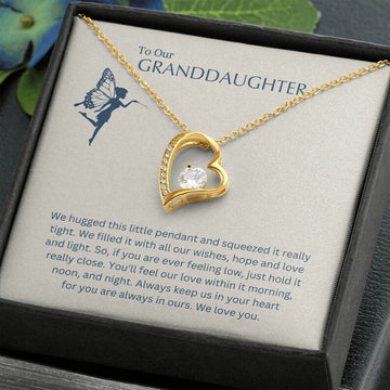 litzzy To My Granddaughter - Litzzy Forever Love Necklace - Necklace for Granddaughter from Grandparents Jewelry 18K Yellow Gold Finish Standard Box 