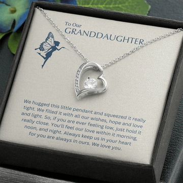 litzzy To My Granddaughter - Litzzy Forever Love Necklace - Necklace for Granddaughter from Grandparents Jewelry 14K White Gold Finish Standard Box 