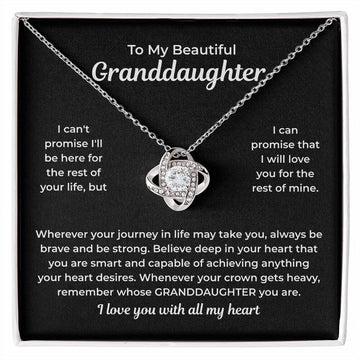 litzzy To My Granddaughter - My Beautiful Granddaughter - Litzzy Love Knot Necklace - Necklace for Granddaughter from Grandparents Jewelry 14K White Gold Finish Two Tone Box 