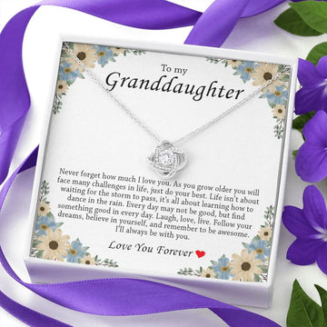litzzy To My Granddaughter - Litzzy Love Knot Necklace - Necklace for Granddaughter from Grandparents Jewelry Two Tone Box  