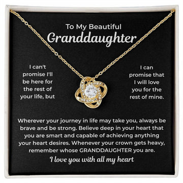 litzzy To My Granddaughter - My Beautiful Granddaughter - Litzzy Love Knot Necklace - Necklace for Granddaughter from Grandparents Jewelry 18K Yellow Gold Finish Two Tone Box 