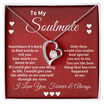 litzzy To My Soulmate - Litzzy Forever Love Necklace - Valentines Day Gift For Wife, Soulmate, Girlfriend - Anniversary Gift For Her Jewelry 14k White Gold Finish Standard Box 