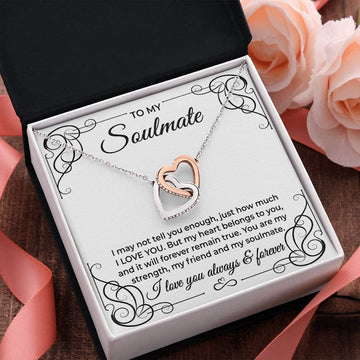 litzzy To My Soulmate Necklace - Litzzy Interlocking Hearts Necklace - Soulmate Gift, Birth Day Gift, Valentine Necklace Gift For Her Jewelry 14k White Gold Finish Standard Box 