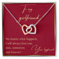 litzzy To My Girlfriend - Valentines Day, One Year Dating Gift, 1st Anniversary Gift - I Love My Girlfriend, Girlfriend Necklace - Litzzy Interlocking Hearts Necklace Jewelry Polished Stainless Steel & Rose Gold Finish Standard Box 