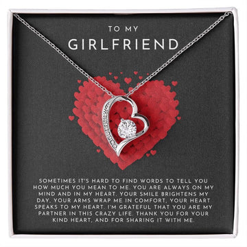 litzzy To My Girlfriend - Heart Necklace, Valentines Day Gift, Girlfriend Gifts, Long Distance Relationship Gifts - Necklace For Girlfriend From Boyfriend - Litzzy Forever Love Necklace Jewelry   