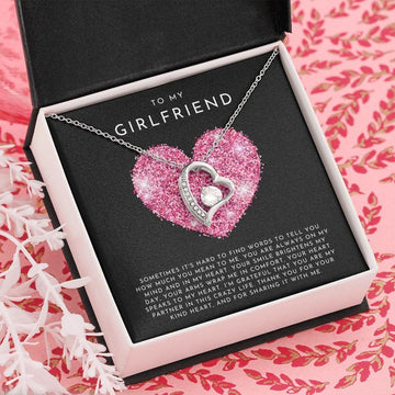 litzzy To My Girlfriend - Thank You For Your Kind Heart, And For Sharing It With Me - Valentines Day Necklace, Girlfriend Heart Necklace, Relationship Gift - Litzzy Forever Love Necklace Jewelry 14k White Gold Finish Two Tone Box 