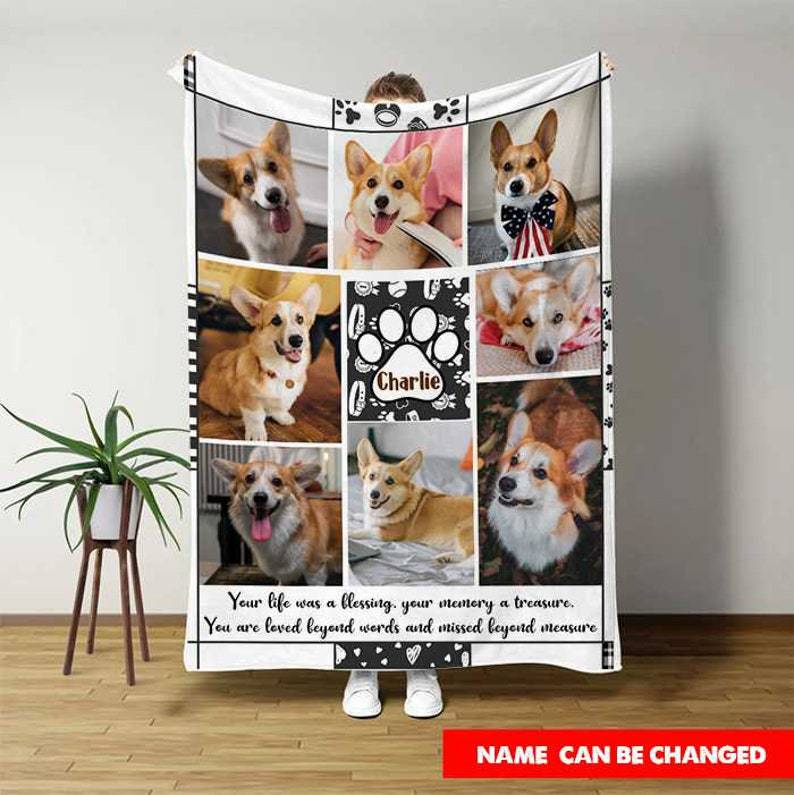 litzzy Pet Photo Blanket, Custom Photo Blanket Collage, Dog Photo Blanket, Dog Memorial Gift, Pet Memorial Gifts, Pet Loss Gift, Sympathy Gift Fleece Blanket   