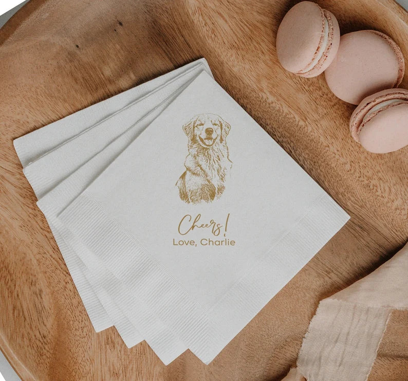 litzzy Custom Pet Cocktail Napkins, Dog Wedding Napkins, Custom cat Cocktail Napkins, Customized Pet Napkins, Custom Pet Portrait Wedding Napkins Napkins   