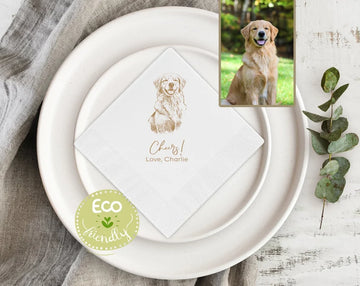 litzzy Custom Pet Cocktail Napkins, Dog Wedding Napkins, Custom cat Cocktail Napkins, Customized Pet Napkins, Custom Pet Portrait Wedding Napkins Napkins 4.8"x4.8" 50 pcs Diagonal