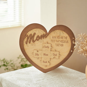 litzzy Personalized Mom Puzzle Sign Heart Shape, Personalized Mom, Name Puzzle, Gift For Mom, Mom Custom Sign, Mother Gift, New Home Gift, Mom Sign Puzzle Frame   