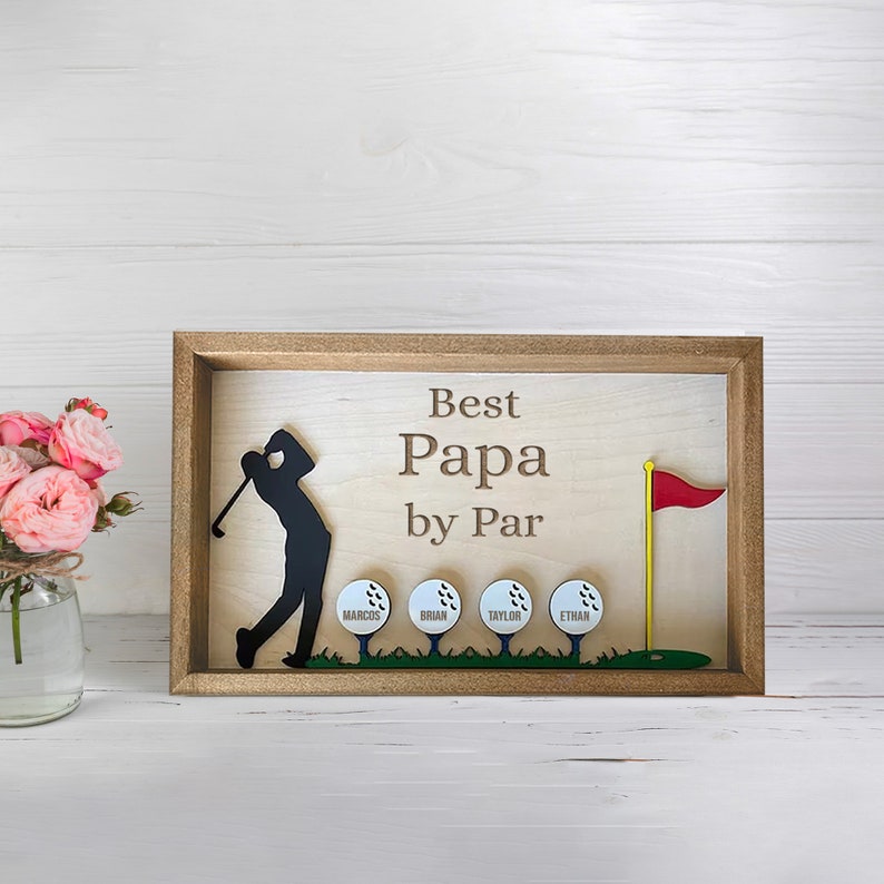 litzzy Personalized Plaque for Grandpa, Personalized Wooden Golf Sign, Custom Frame Father, Gift For Father, Best Papa by Par Sign, Father Day Gift    