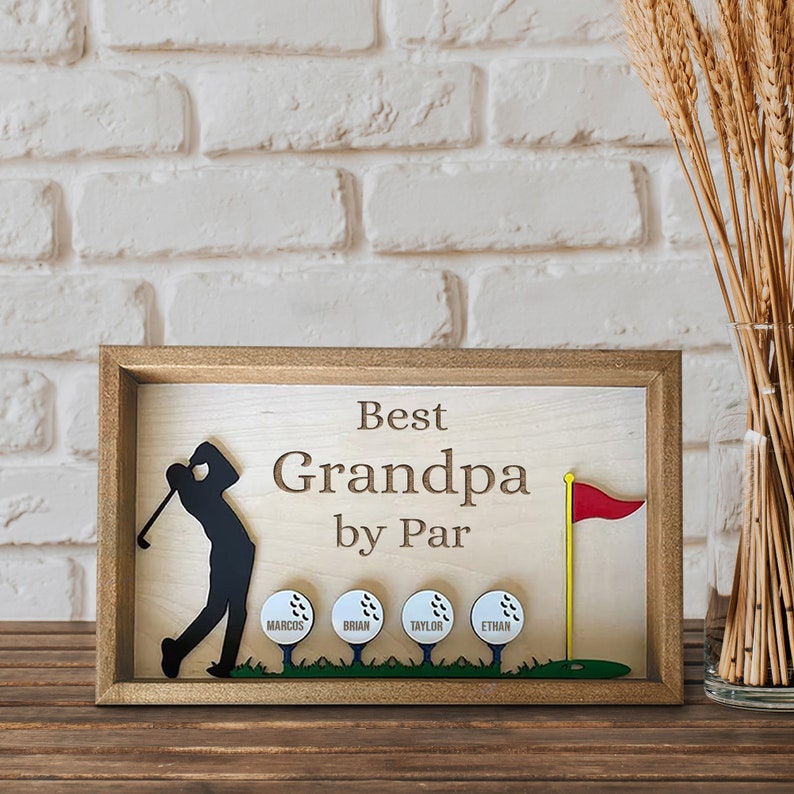 litzzy Personalized Plaque for Grandpa, Personalized Wooden Golf Sign, Custom Frame Father, Gift For Father, Best Papa by Par Sign, Father Day Gift    