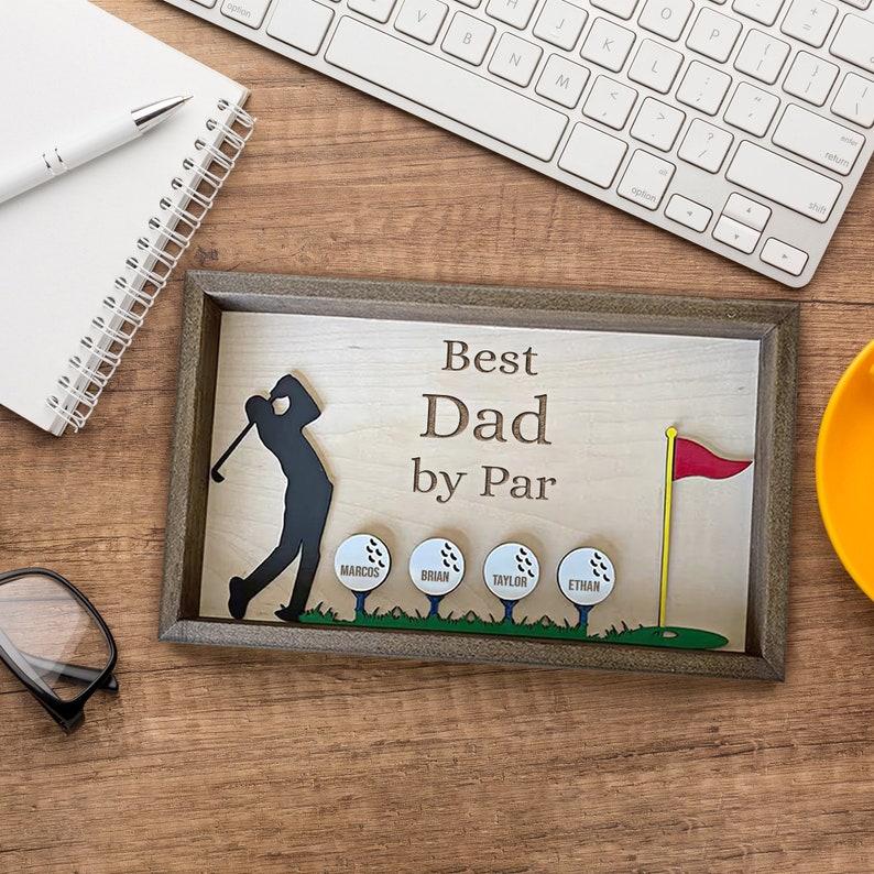 litzzy Personalized Plaque for Grandpa, Personalized Wooden Golf Sign, Custom Frame Father, Gift For Father, Best Papa by Par Sign, Father Day Gift    