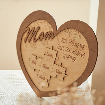 litzzy Personalized Mom Puzzle Sign Heart Shape, Personalized Mom, Name Puzzle, Gift For Mom, Mom Custom Sign, Mother Gift, New Home Gift, Mom Sign Puzzle Frame   